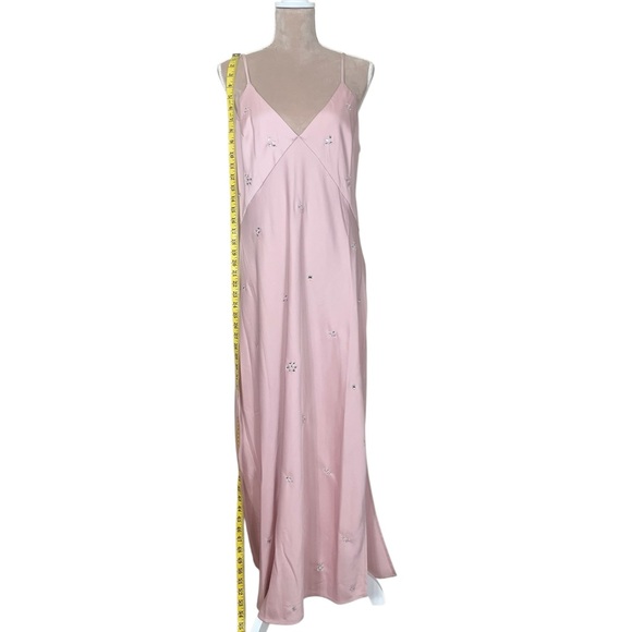 NWT A New Day Rhinestone Embellished Satin Midi Slip Dress in Blush - Picture 5 of 12